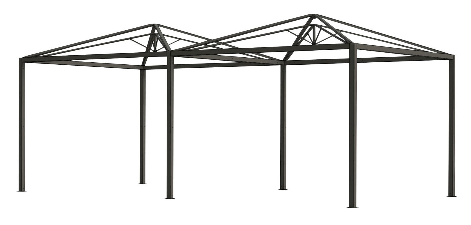 Metallrahmen einer Pagode Erweiterung, seitliche Perspektive
