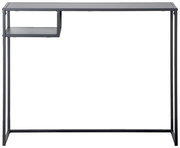 Moderner Konsolentisch aus Metall mit minimalistischem Design, seitliche Perspektive