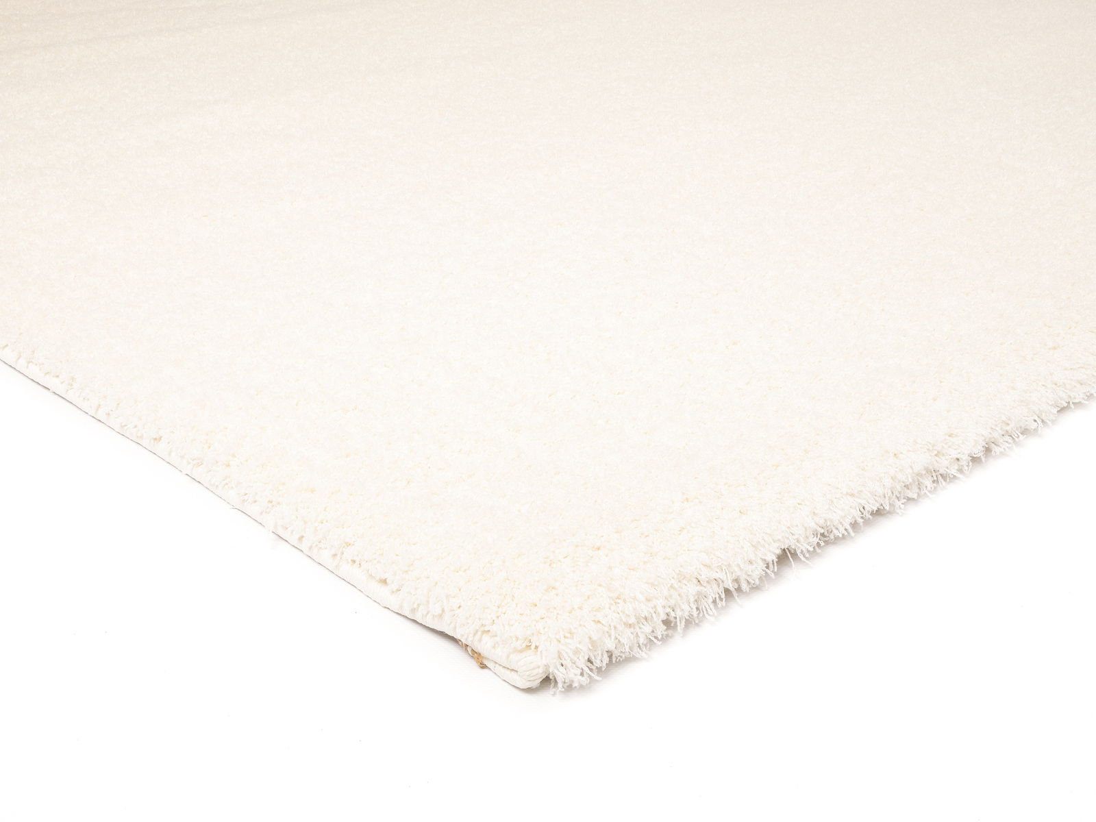 Weißer Teppich Soft Dream, rechteckig, aus seitlicher Perspektive fotografiert, ca. 80x300cm