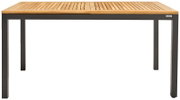 Moderne uitschuifbare tafel met houten blad en metalen poten, vooraanzicht