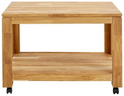Beistelltisch aus Holz mit Rollen, Frontansicht