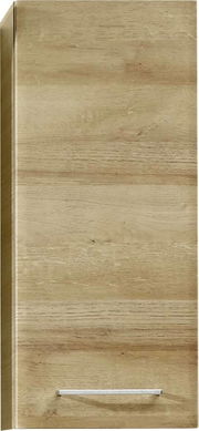 Wandschrank aus Holz in Frontalansicht mit schlichtem Design und silbernem Griff.