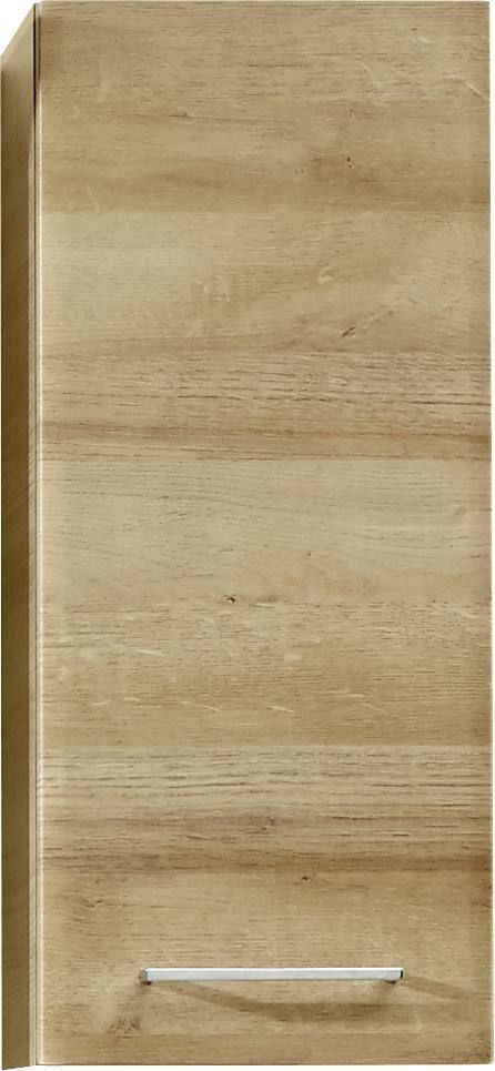 Wandschrank aus Holz in Frontalansicht mit schlichtem Design und silbernem Griff.