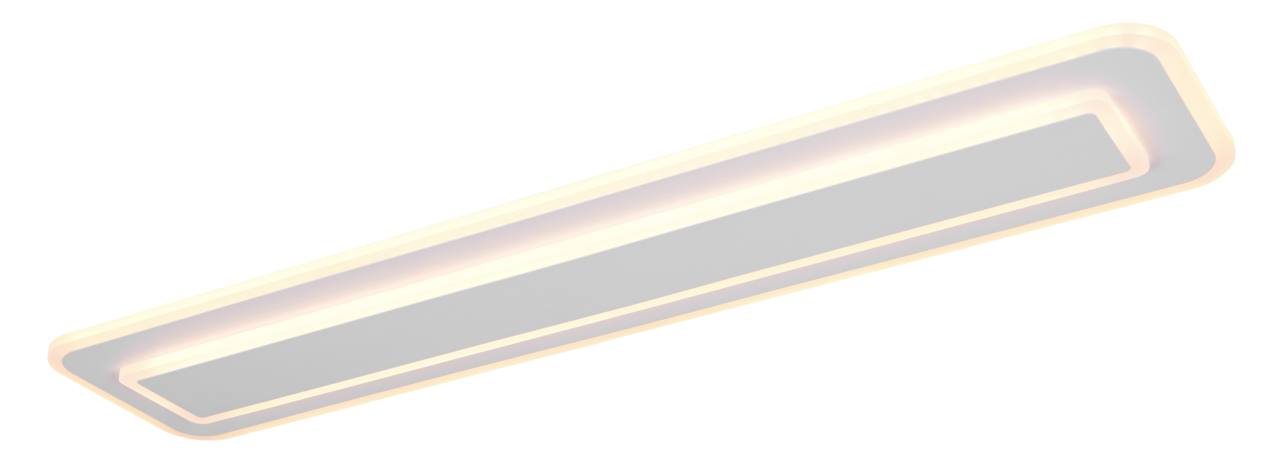 Moderne LED-Deckenleuchte in rechteckiger Form, seitliche Perspektive