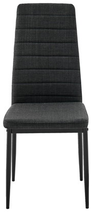 Moderner schwarzer Stuhl mit gepolsterter Rückenlehne und Sitzfläche, Vorderansicht