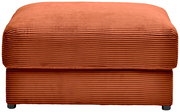 Vorderansicht eines orangefarbenen Hockers mit geripptem Stoffbezug.
