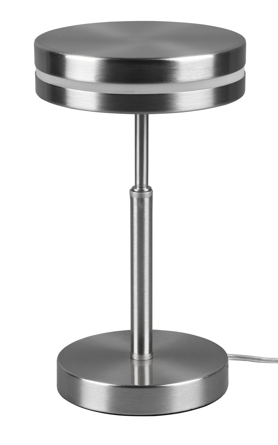 Moderne LED-Tischleuchte FRANKLIN, 6W, in gebürstetem Metall, seitliche Perspektive