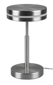 Moderne LED-Tischleuchte FRANKLIN, 6W, in gebürstetem Metall, seitliche Perspektive