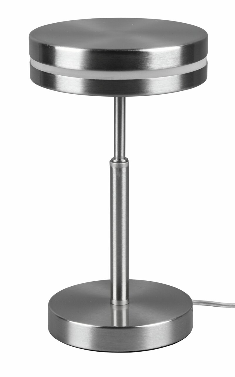 Moderne LED-Tischleuchte FRANKLIN, 6W, in gebürstetem Metall, seitliche Perspektive