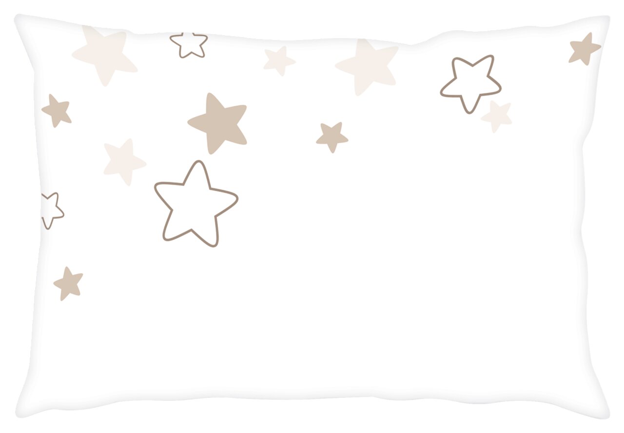 Kissenbezug mit Sternenmuster in verschiedenen Beige- und Weißtönen, Vorderansicht