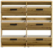 Schuhkipper mit sechs Fächern aus Holzoptik, frontale Ansicht