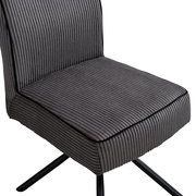 Grauer, gerippter Stuhl ELMAR mit schwarzem Metallgestell, seitliche Perspektive