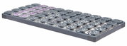 Systemrahmen 90x200 mit grauen und lila Federungselementen, seitliche Perspektive