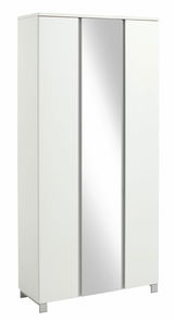 Weißer XL-Garderobenschrank mit Spiegeltür, Frontalansicht