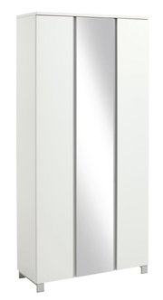 Witte XL-garderobekast met spiegeldeur, vooraanzicht