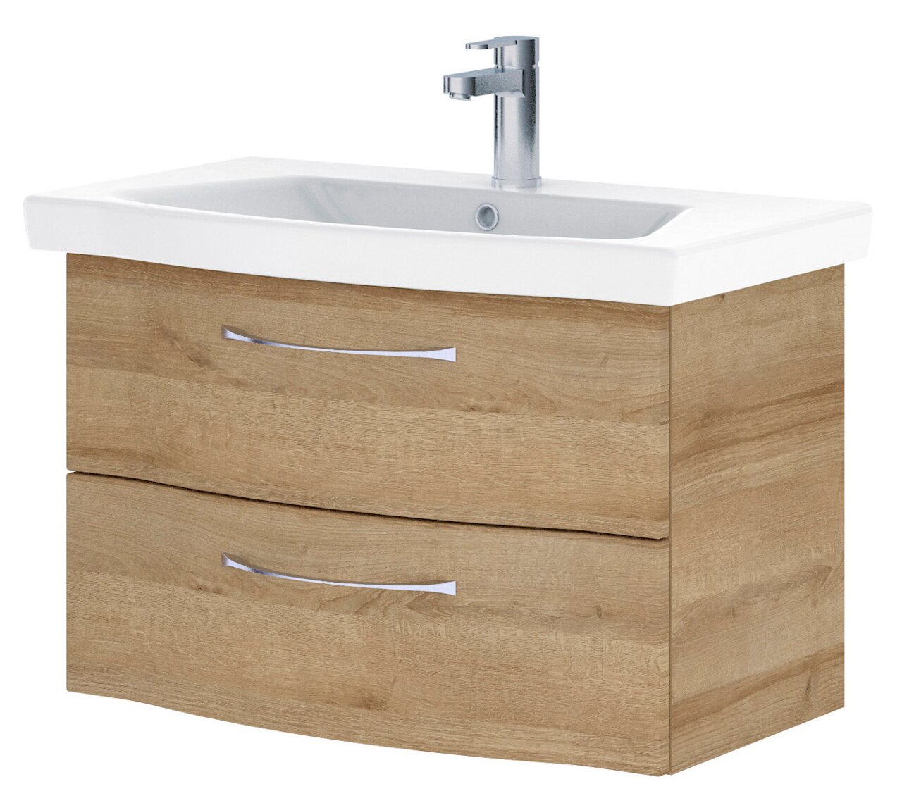 Pelipal Waschtischlösung SERIE 6005 SPRINT Moderner Waschtisch mit Holzoptik und zwei Schubladen, Frontalansicht