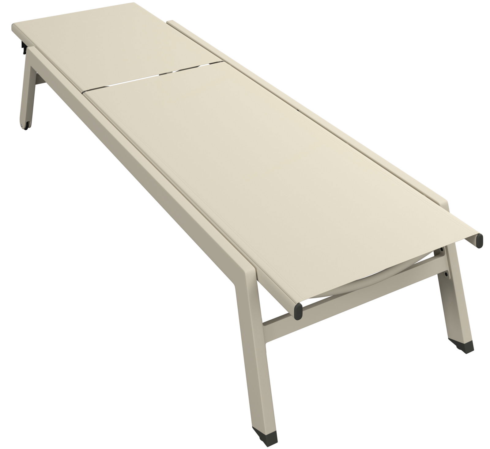 Sonnenliege aus seitlicher Perspektive in Beige