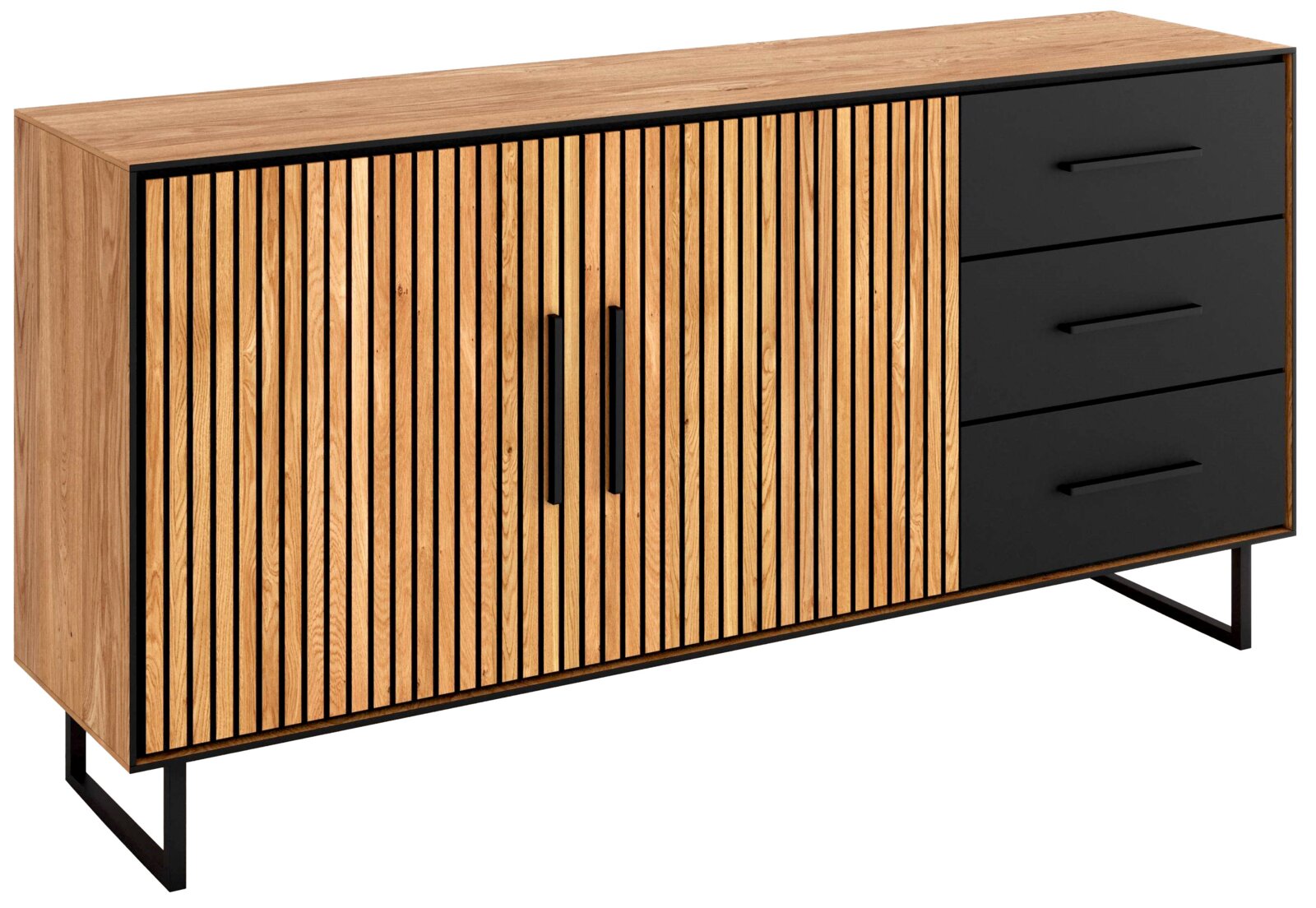 Z2 Dressoir BELLA Modern houten dressoir met zwarte accenten, vooraanzicht