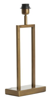 Moderner Lampenfuß aus Metall in rechteckiger Form mit goldener Oberfläche, seitliche Perspektive.