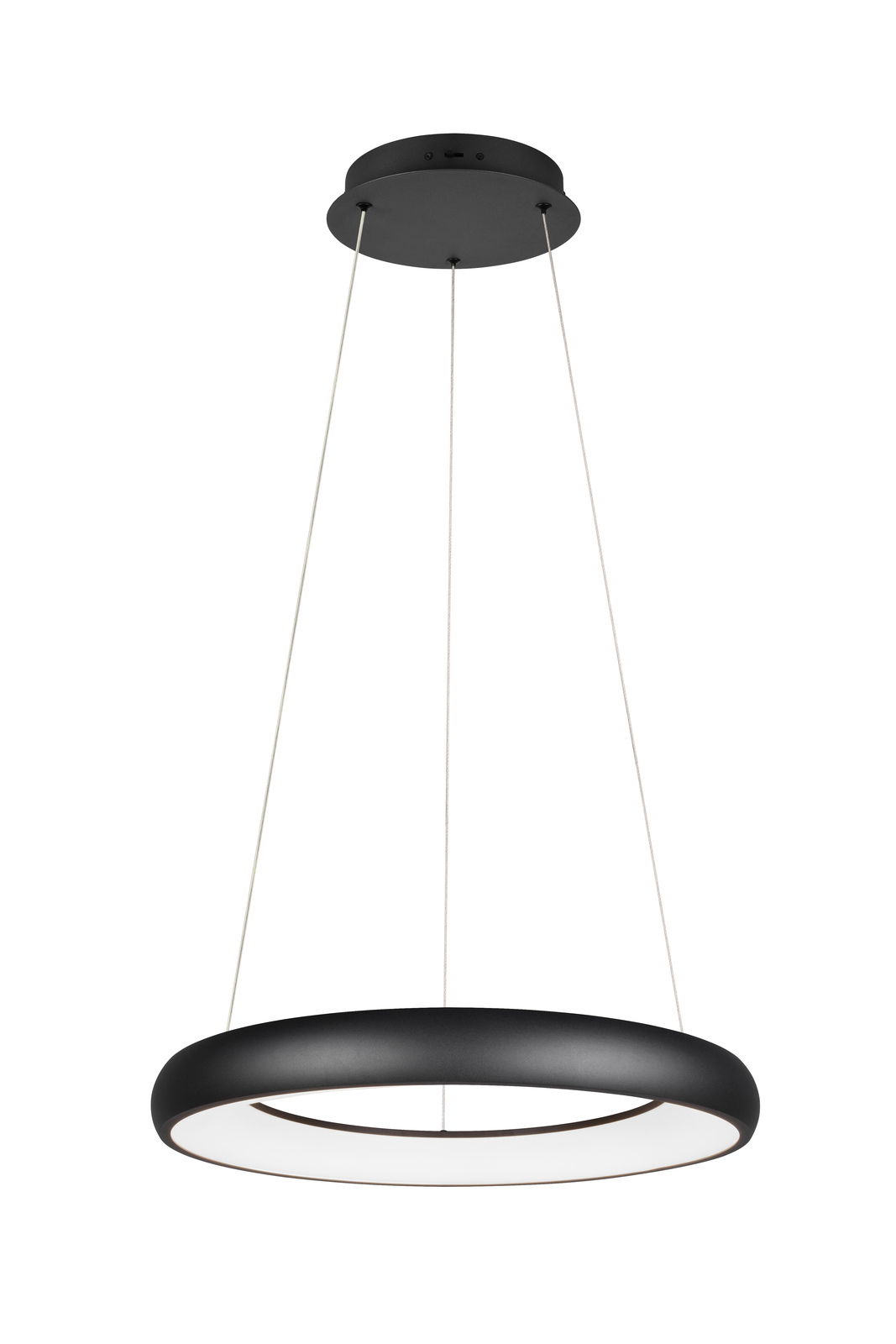 Moderne schwarze Pendelleuchte Cardona von Trio Leuchten, seitliche Perspektive