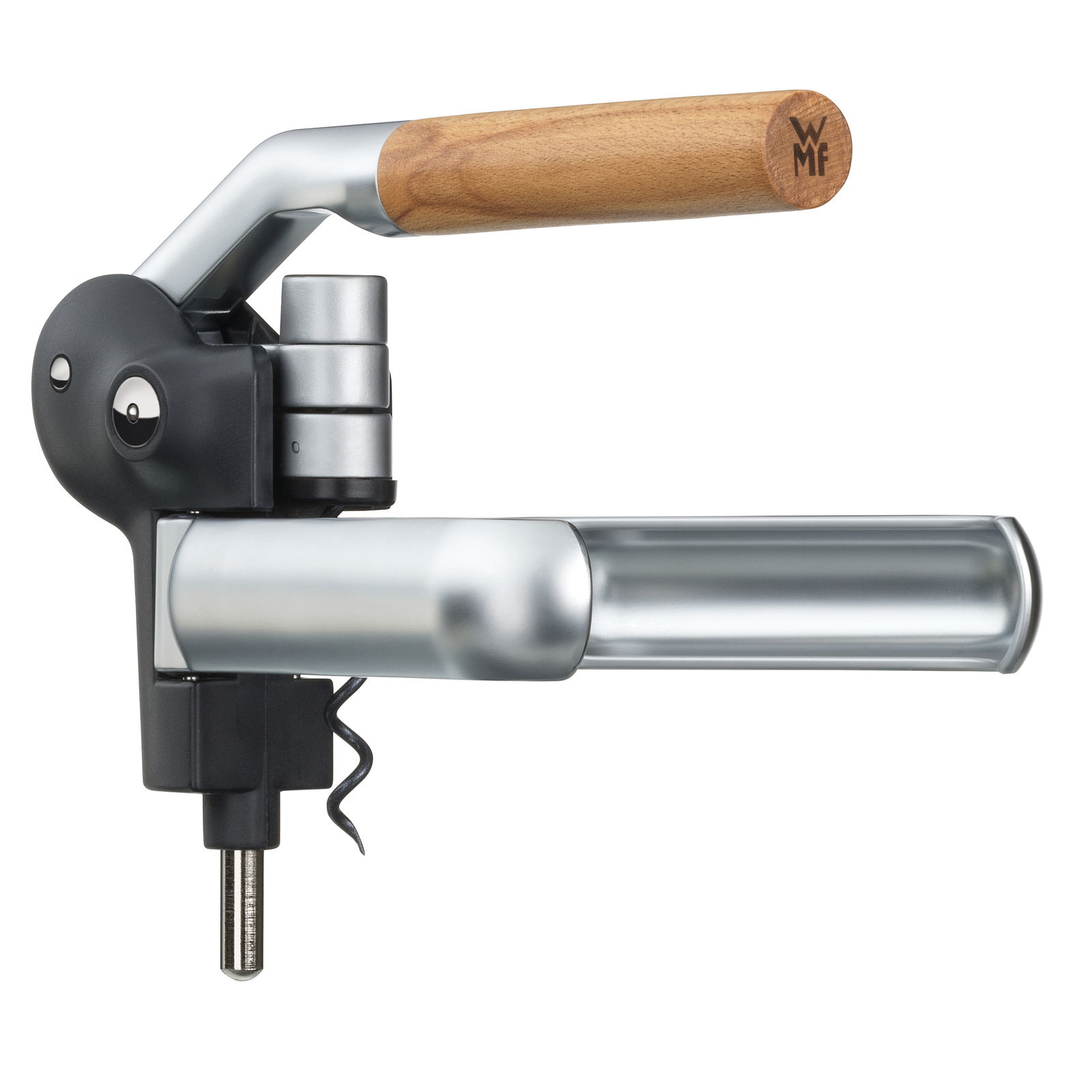 WMF Baric Hebelkorkenzieher mit Holzgriff, seitliche Perspektive