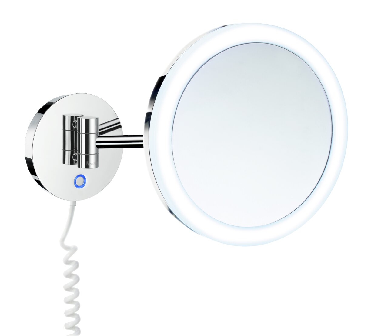 Kosmetikspiegel mit Dual LED-Beleuchtung, Wandmontage, seitliche Perspektive