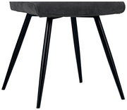 Moderner Hocker mit schwarzem Metallgestell und gepolsterter Sitzfläche in Seitenansicht