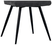 Moderner Hocker mit schwarzem Metallgestell und gepolsterter Sitzfläche in Seitenansicht