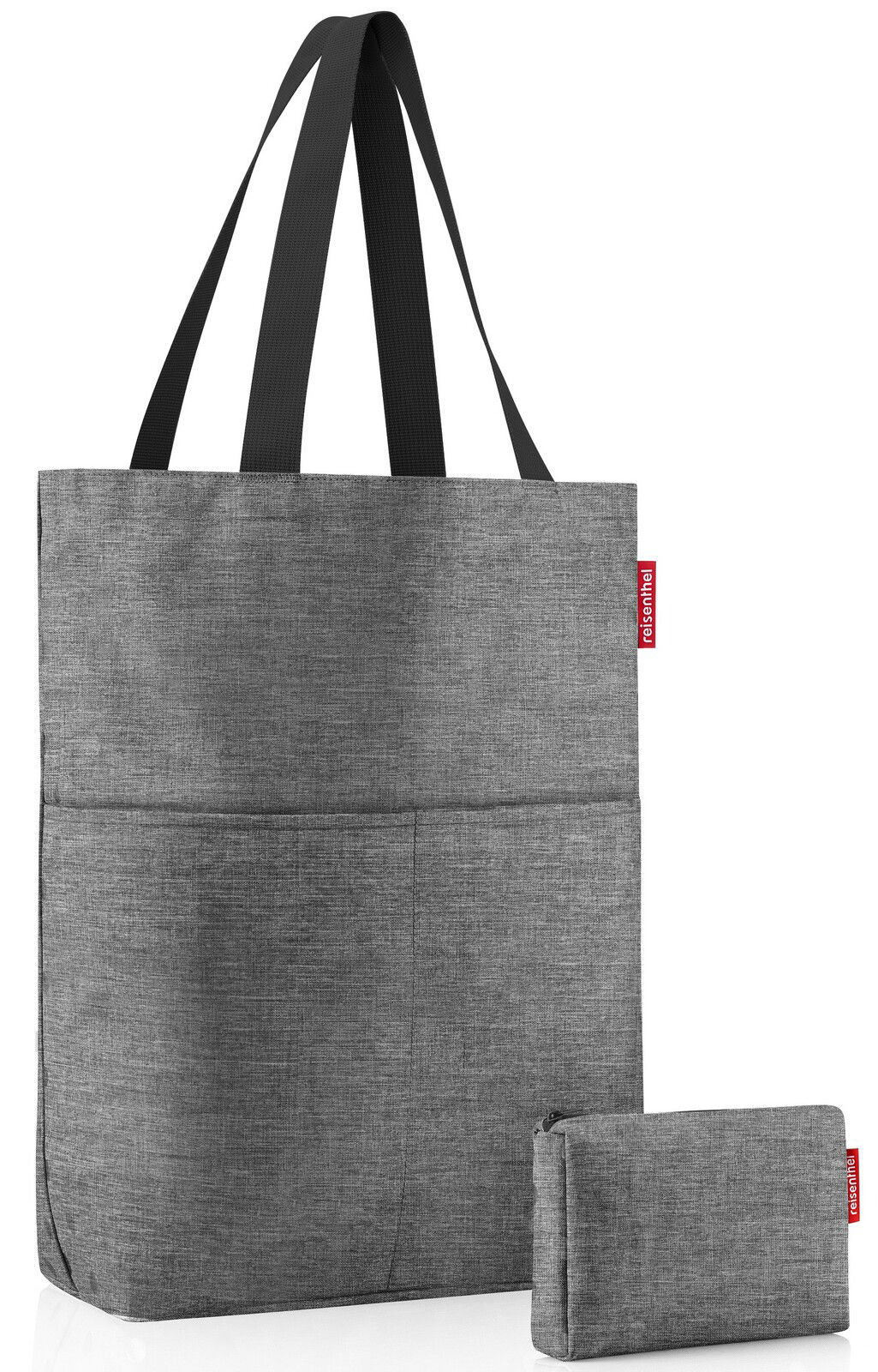 Graues Cityshopper 2er Set mit großer Tasche und kleiner Reißverschlusstasche, Vorderansicht