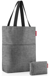 Graues Cityshopper 2er Set mit großer Tasche und kleiner Reißverschlusstasche, Vorderansicht