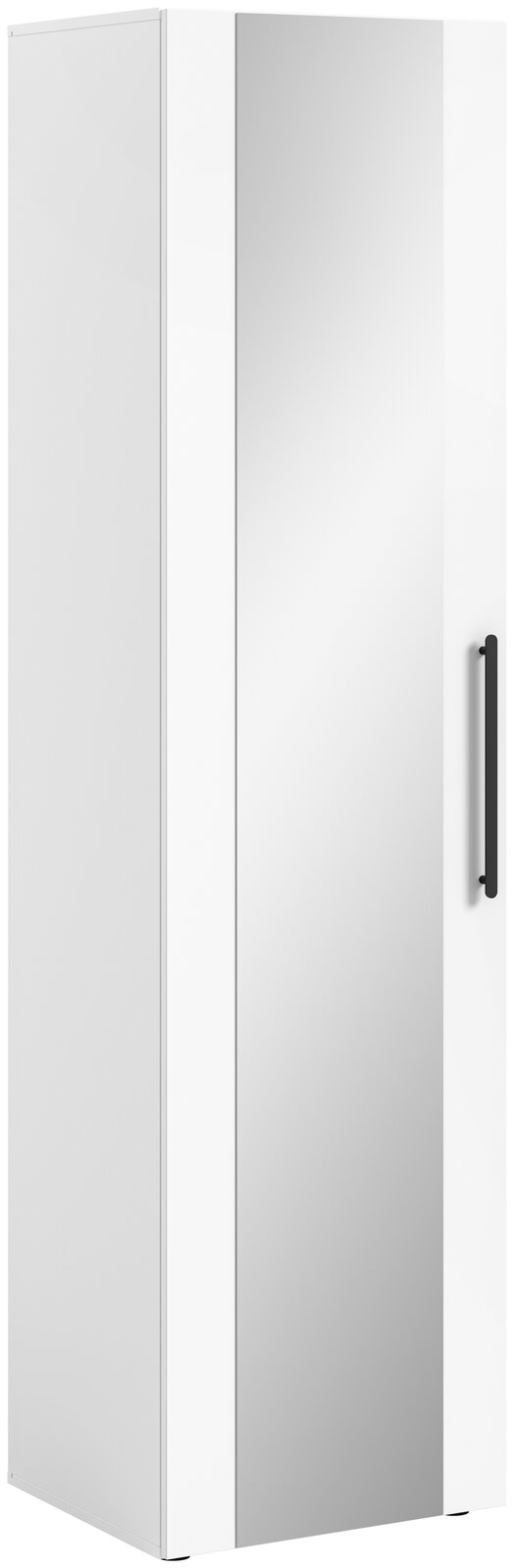 XORA Spiegelschrank HAMBURG Moderner Spiegelschrank in Weiß mit schwarzem Griff, seitliche Perspektive