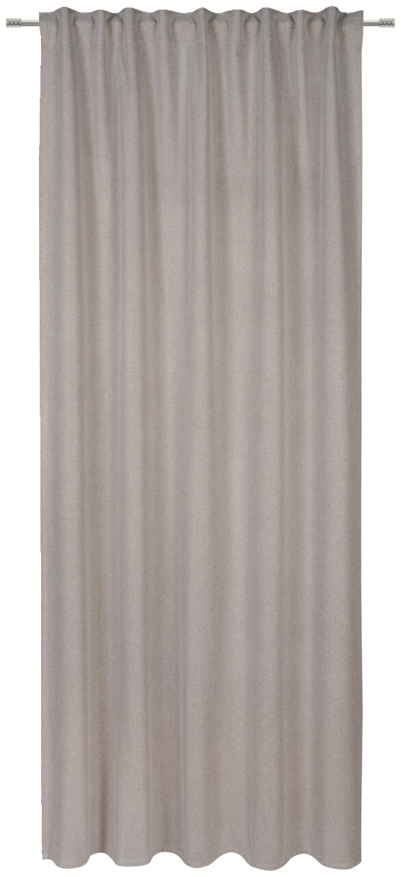 Beiger Fertigvorhang in Frontalansicht mit gleichmäßigen Falten