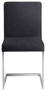 Freischwinger-Stuhl in schwarzem Stoff mit Metallgestell, Frontalansicht