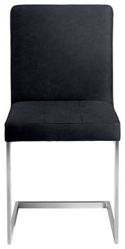 Freischwinger-Stuhl in schwarzem Stoff mit Metallgestell, Frontalansicht