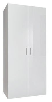 Weißer Kleiderschrank mit zwei Türen, frontale Ansicht