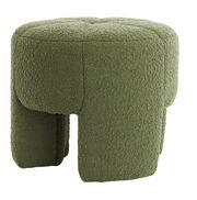 Grüner Sitzpuff mit texturierter Oberfläche, seitliche Perspektive