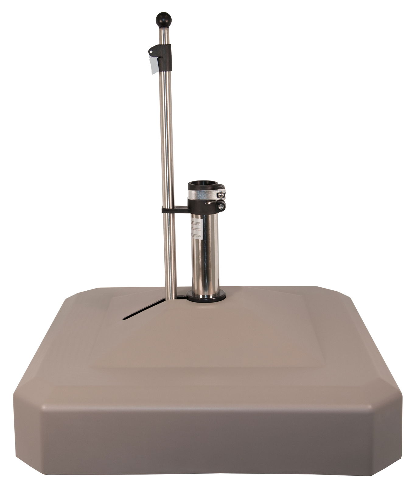 Schirmständer aus Metall und Kunststoff, frontal fotografiert