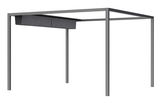 Seitliche Ansicht einer modernen Pergola mit Faltdach in Grau.