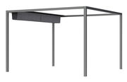 Seitliche Ansicht einer modernen Pergola mit Faltdach in Grau.