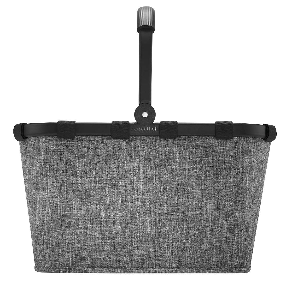Grauer Einkaufskorb mit schwarzem Rahmen und Griff, Vorderansicht