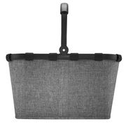 Grauer Einkaufskorb mit schwarzem Rahmen und Griff, Vorderansicht