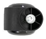 Schwarzes Rollenset aus Kunststoff, seitliche Perspektive