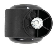 Schwarzes Rollenset aus Kunststoff, seitliche Perspektive