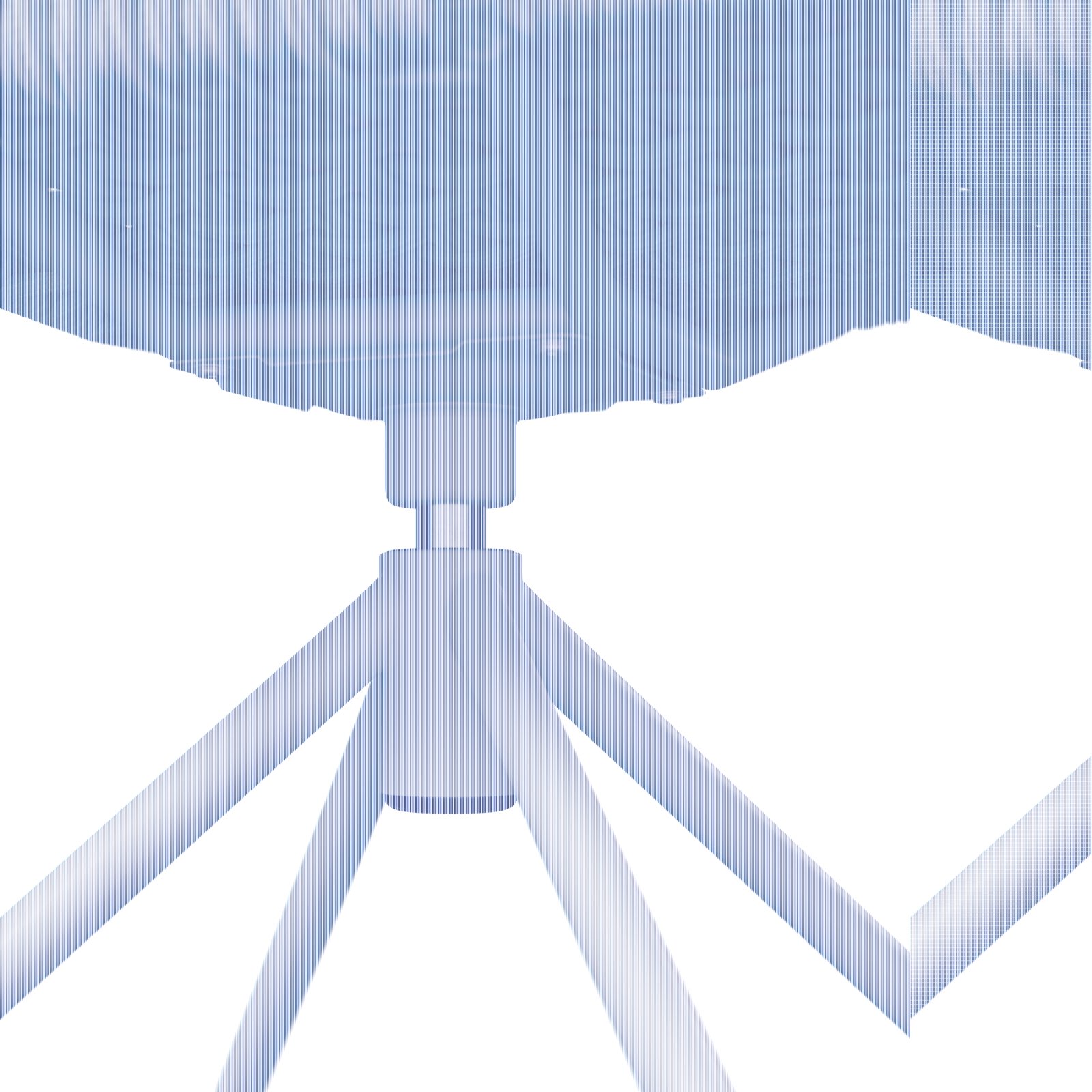 Nahaufnahme der Unterseite eines Armlehnstuhls mit geflochtener Sitzfläche und stabilen Metallbeinen, Perspektive von unten.