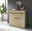XL-Highboard aus Holz mit drei Schubladen und zwei Türen, seitliche Perspektive