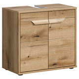 Waschbeckenunterschrank aus Holz in Eichenoptik, Frontalansicht