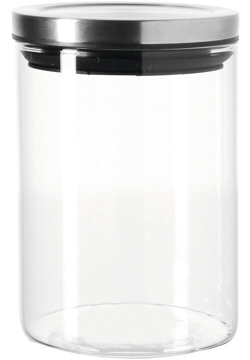 Glasdose Comodo 500ml mit Edelstahl-Deckel, frontale Ansicht