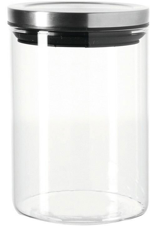 Glasdose Comodo 500ml mit Edelstahl-Deckel, frontale Ansicht