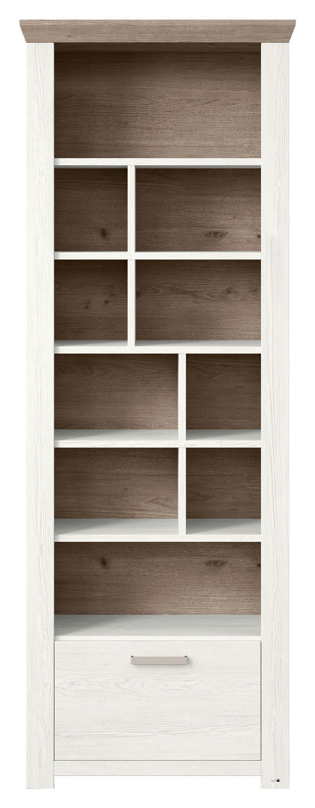 Set one by Musterring Regal SET ONE YORK Regal mit mehreren Fächern und einer Schublade, frontal betrachtet