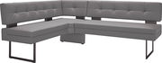 Graue Eckbank mit modernem Design, Ansicht von schräg vorne